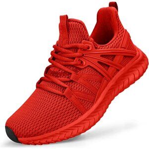 Women's Red Slip On Sneakers Walking Tennis Shoes Lightweight Casual